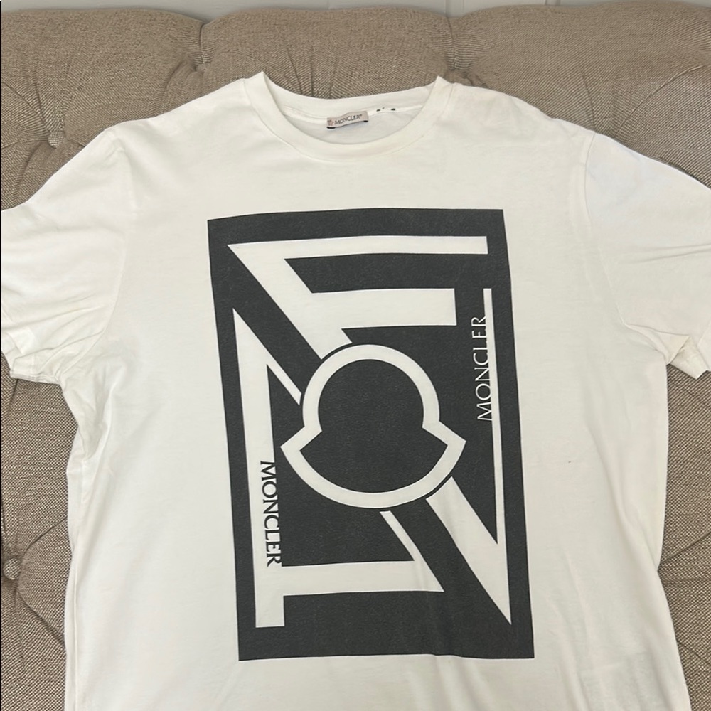 Moncler White and Black Short Sleeve Tee